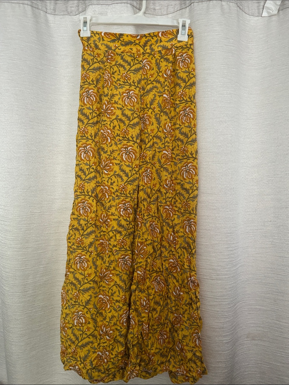 Yellow Floral Printed Flowy Pants